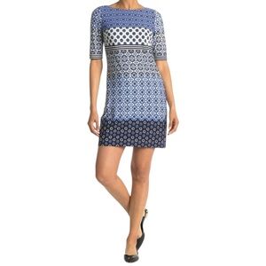 NWT Eliza J Shift Dress Nordstrom Womens 6 Blue White Spring Summer Business New